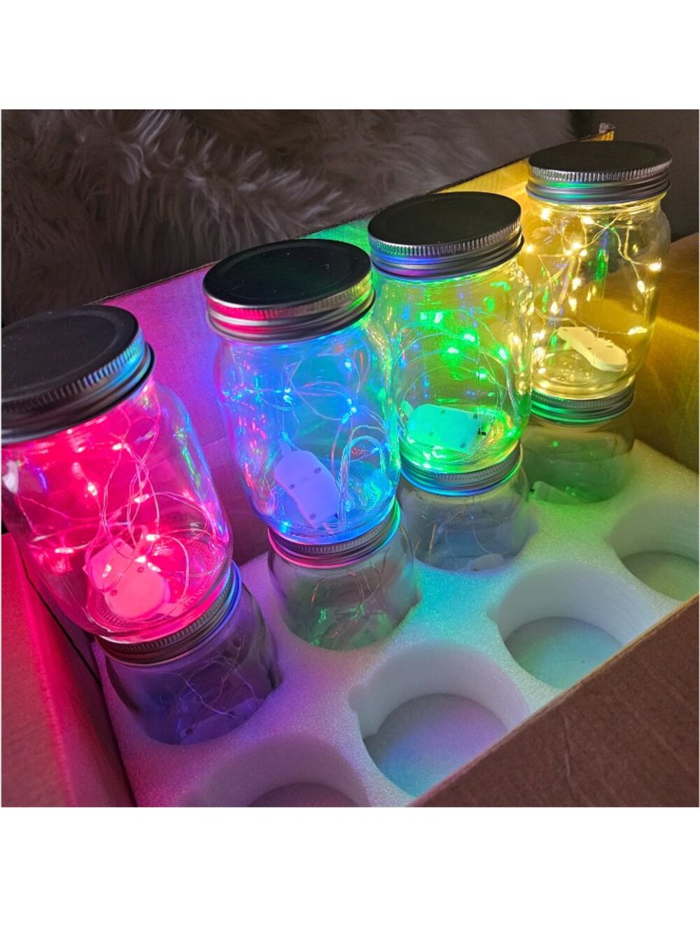 16oz Mason Jars with CR2032 Battery Operated Fairy Lights, 8PC
